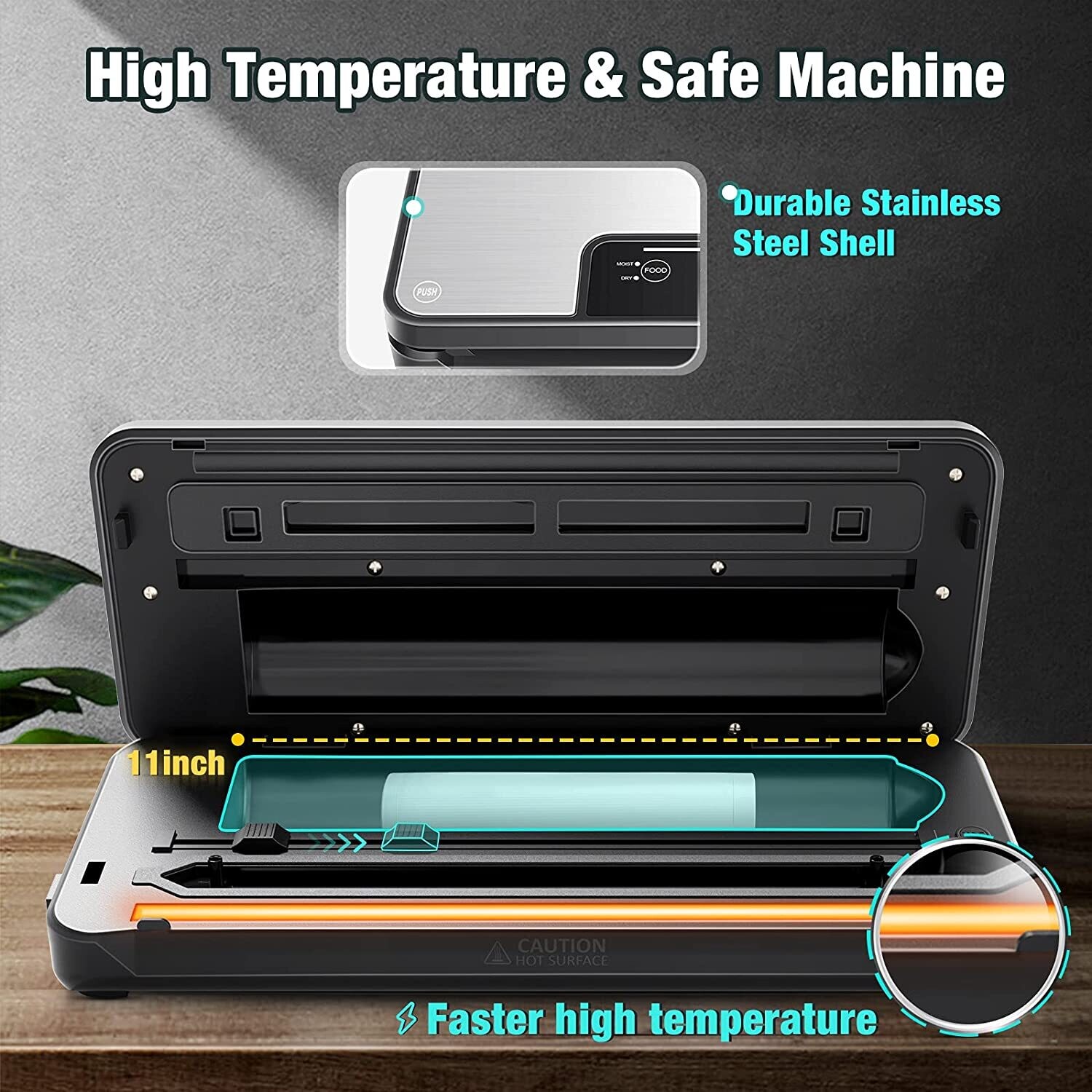 Stainless Steel Vacuum Sealer Foil Sealer for Dry and Wet Food