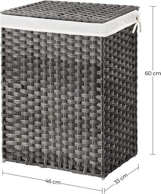 Hand Woven Laundry Hamper Basket with Lid, Durable Storage Solution for Clothes and Home Organization