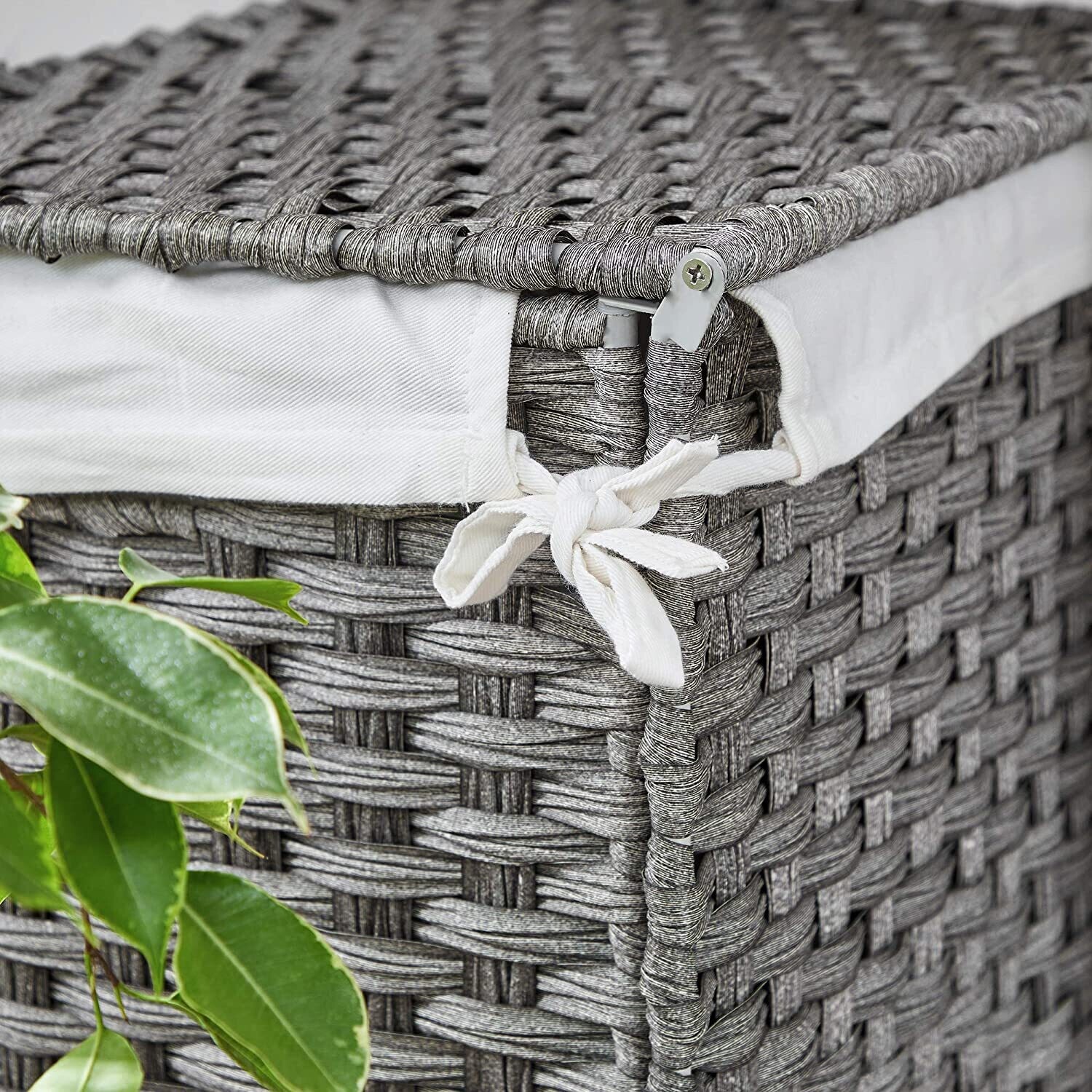 Hand Woven Laundry Hamper Basket with Lid, Durable Storage Solution for Clothes and Home Organization
