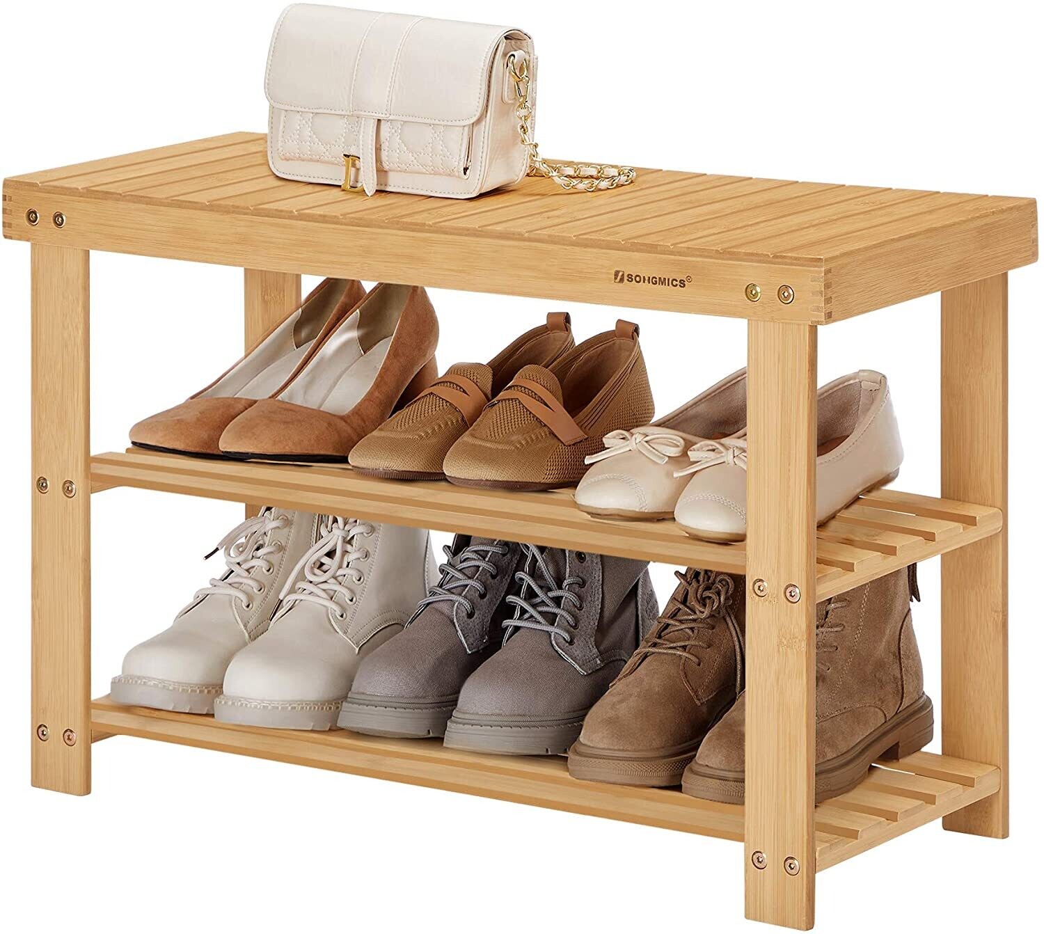 Shoe Rack with Bench Bamboo