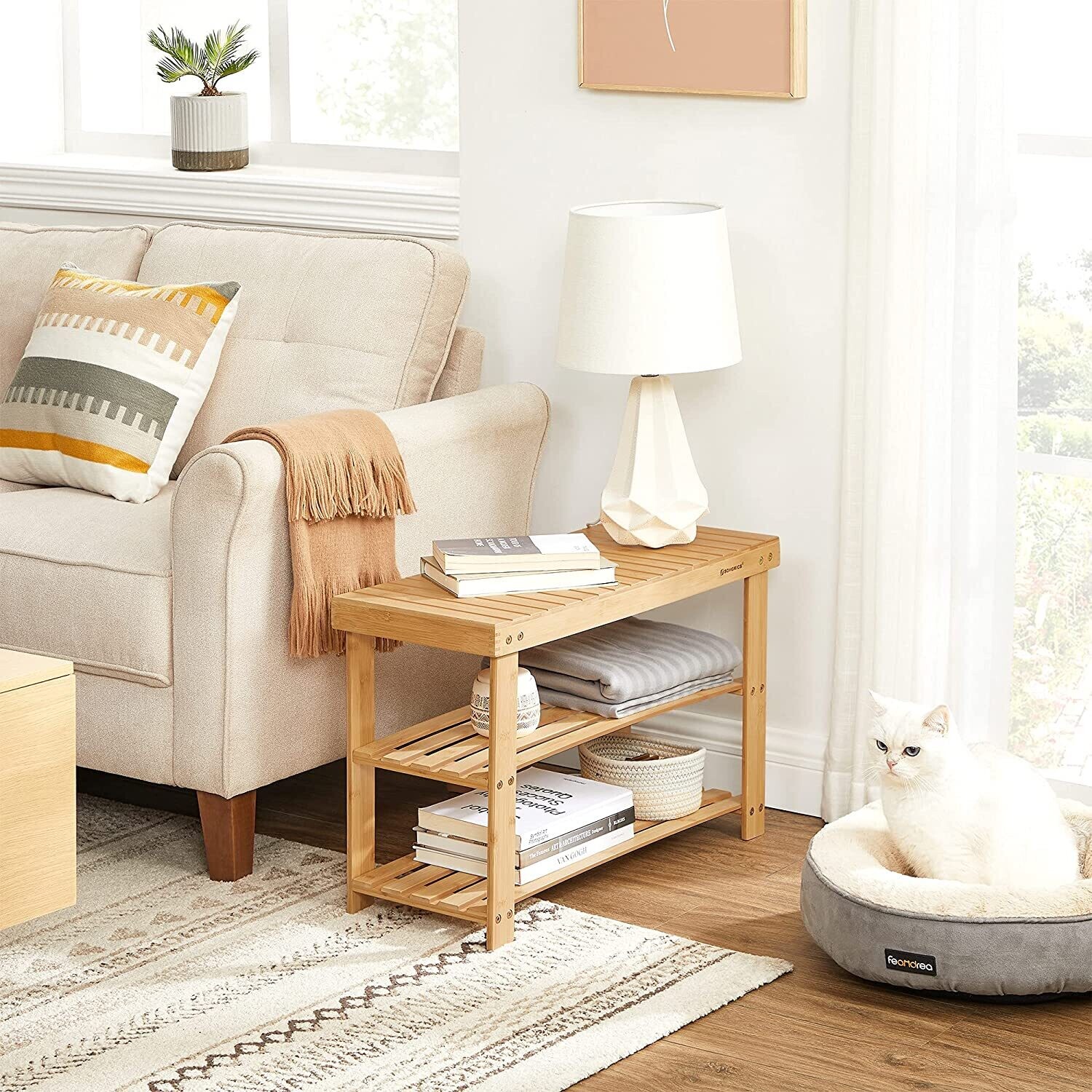Shoe Rack with Bench Bamboo