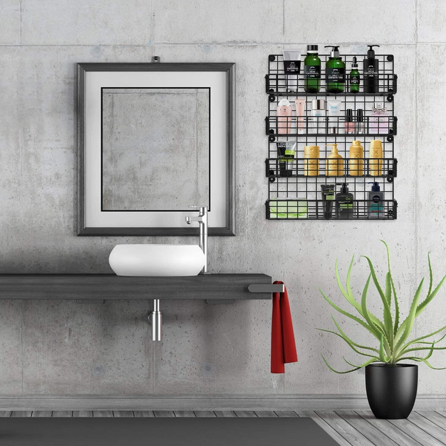 Spice Rack, Wall Mounted, 4 Tier Stackable Hanging Spice Rack Organiser