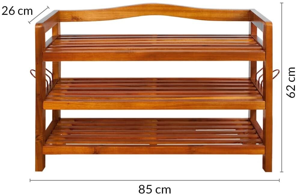Shoe Rack Solid Wood 3 Levels