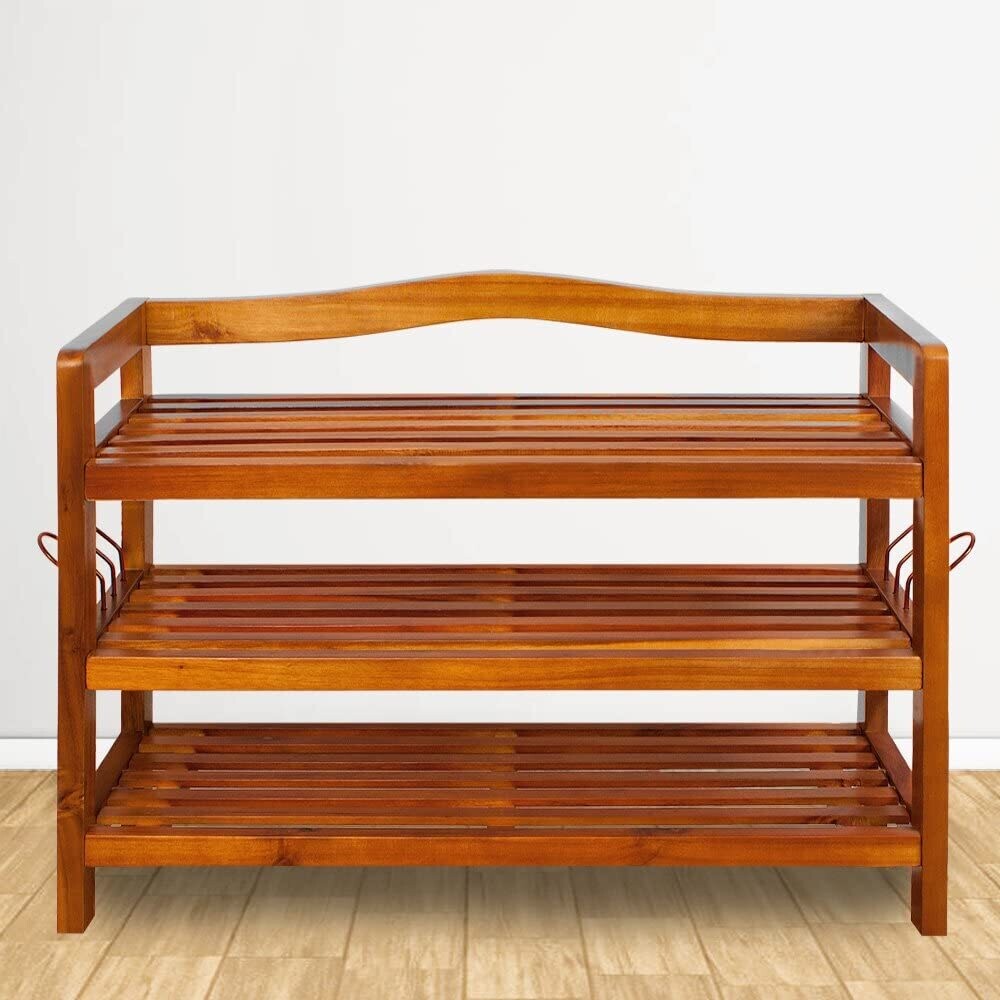 Shoe Rack Solid Wood 3 Levels