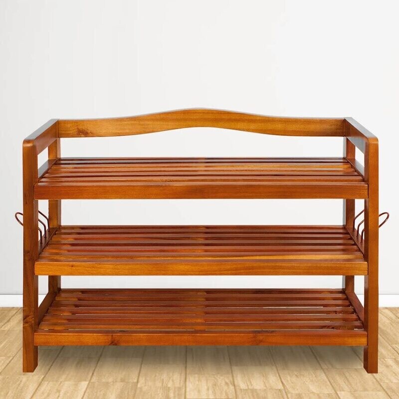 Shoe Rack Solid Wood 3 Levels
