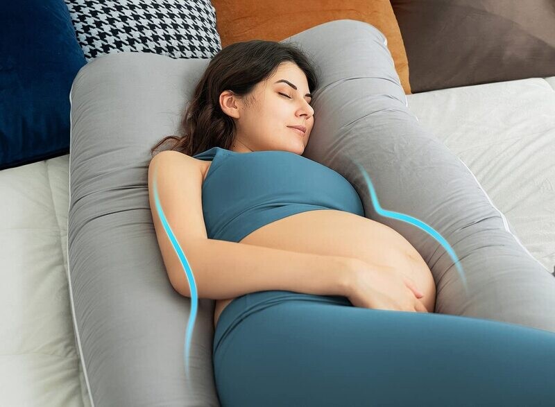 U-Shaped Pregnancy Pillow, Side Sleeper Pillow, Positioning Pillow with a Removable and Washable Cover