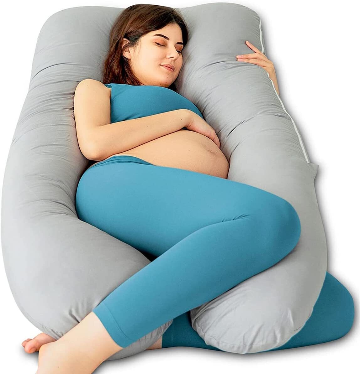 U-Shaped Pregnancy Pillow, Side Sleeper Pillow, Positioning Pillow with a Removable and Washable Cover