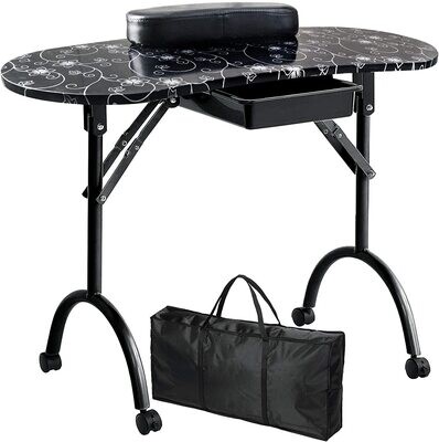 Manicure Nail Table, Portable Foldable Station