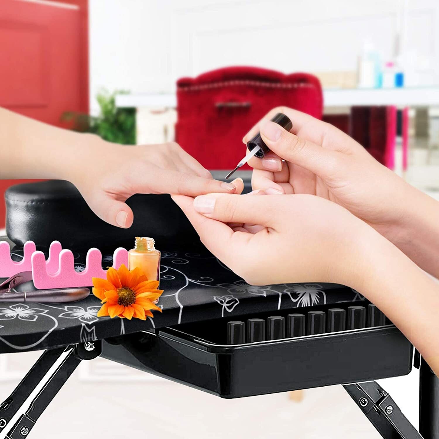 Manicure Nail Table, Portable Foldable Station