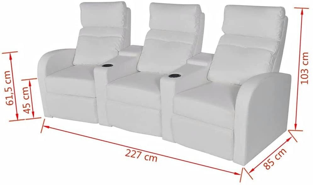 White 3-Seater Leather Sofa for Home