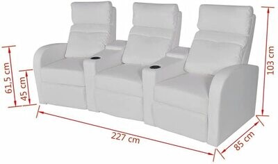 White 3-Seater Leather Sofa for Home