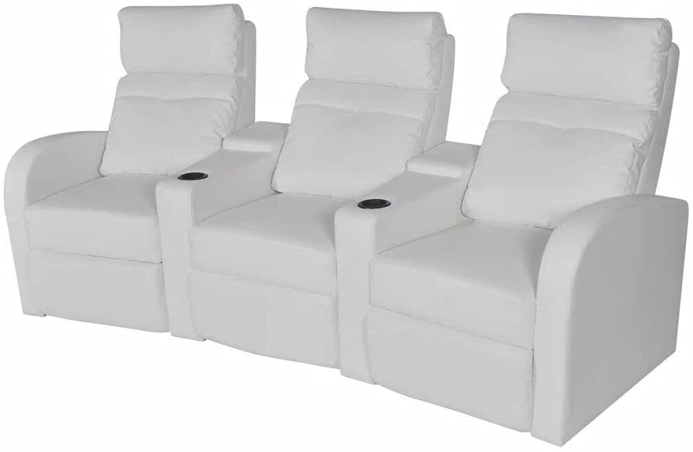 White 3-Seater Leather Sofa for Home