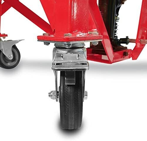 Hydraulic Red Moto Cross Lift XL Lifting Stand with Rollers for Motorcycle Maintenance and Repairs