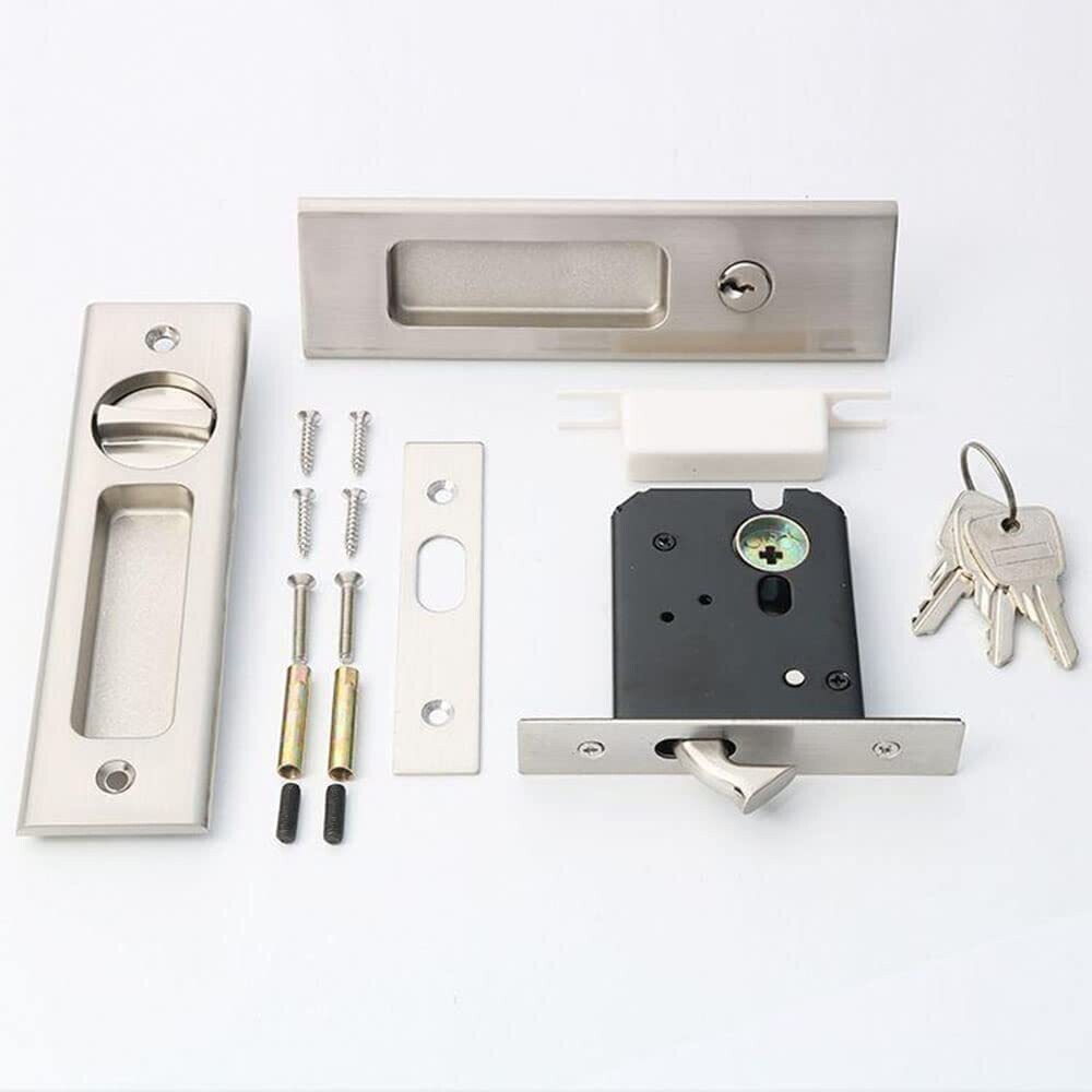 Mortise Lock for Sliding Door Invisible Recessed Handle Interior Latch Furniture Wooden Lock