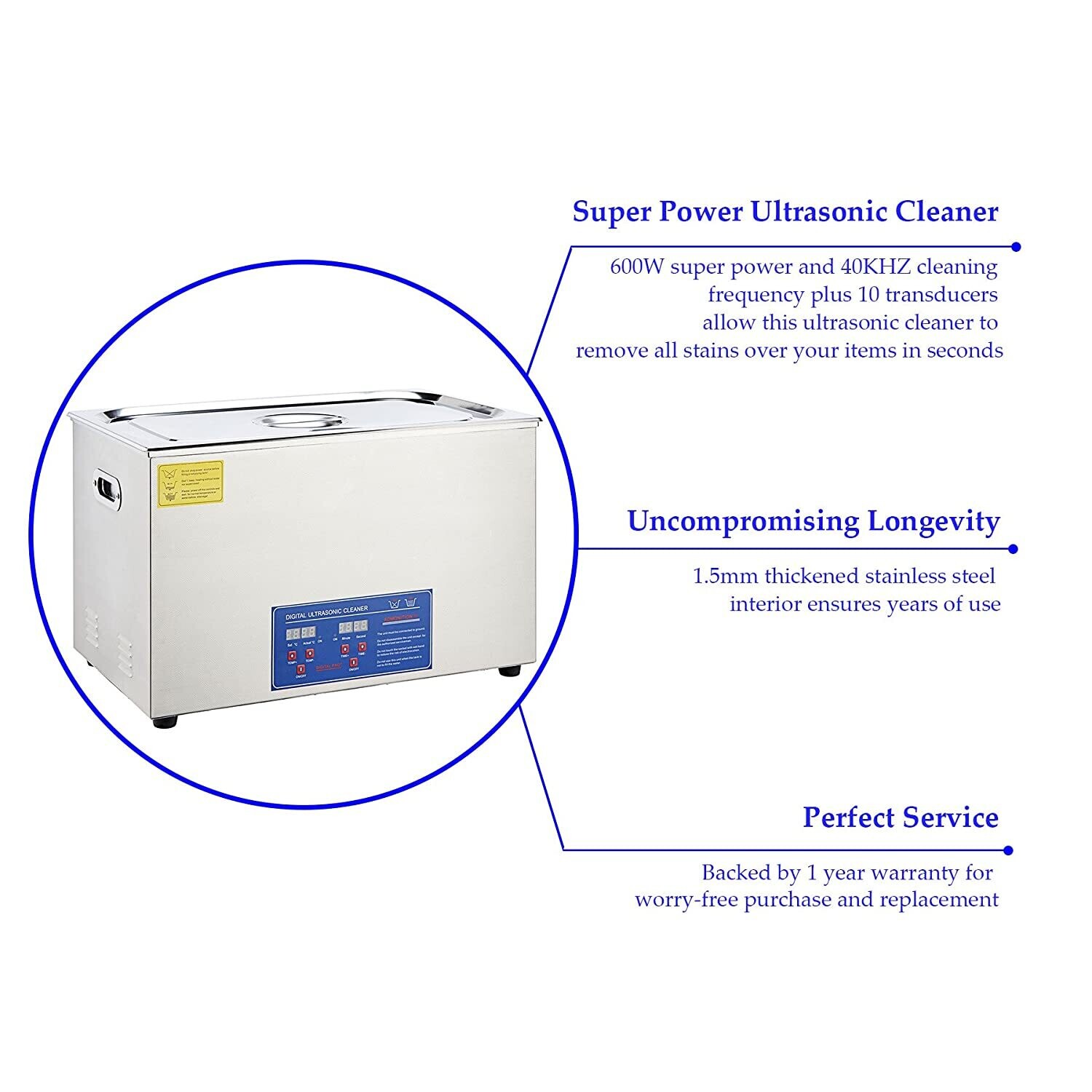 480W 22L Ultrasonic Cleaner with Digital Timer - Powerful and Efficient Cleaning Solution for Jewelry, Glasses, and More - Ideal for Professional and Home Use