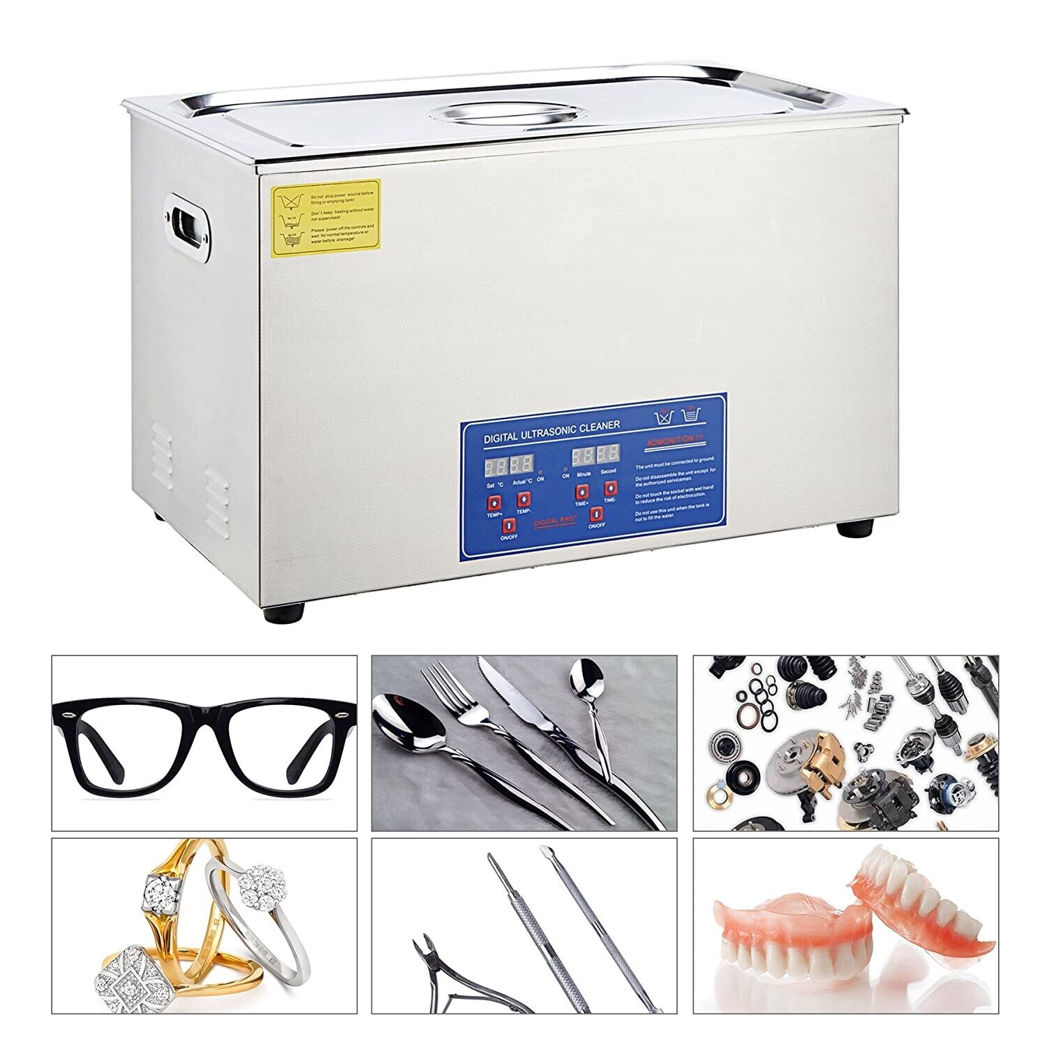 480W 22L Ultrasonic Cleaner with Digital Timer - Powerful and Efficient Cleaning Solution for Jewelry, Glasses, and More - Ideal for Professional and Home Use