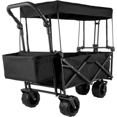 Collapsible Folding Garden Cart, Heavy-Duty Portable Utility Wagon with All-Terrain Wheels for Outdoor and Lawn Use