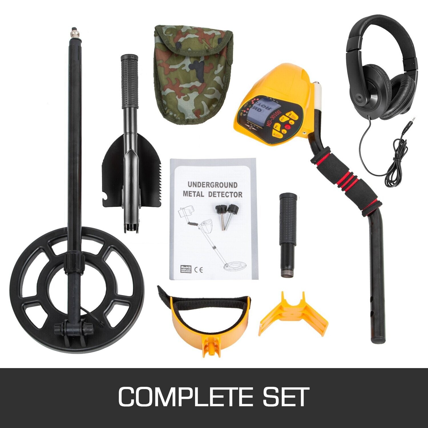 Md-3010 Metal Detector Waterproof Disc Gold Digger Headphone Shovel