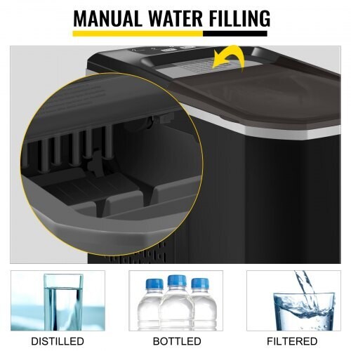 Black Ice Cube Maker Automatic Machine – 26 lbs Capacity for Home or Commercial Use
