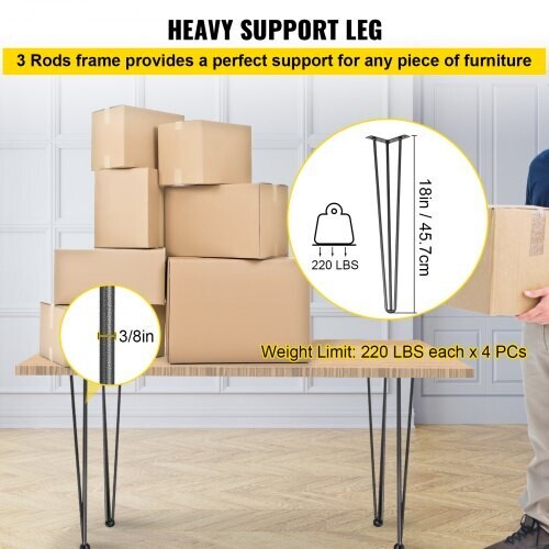 Hair Pin Legs Set for Furniture Bench and Desk, Modern Metal Legs for DIY Home Decor and Interior Design