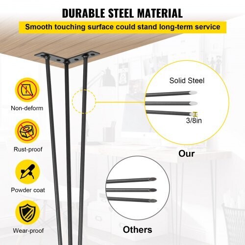 Hair Pin Legs Set for Furniture Bench and Desk, Modern Metal Legs for DIY Home Decor and Interior Design