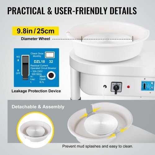 Electric Pottery Wheel Machine with Detachable Ceramic Basin – Professional Pottery Wheel for Sculpting, Clay Shaping, and Ceramic Crafting