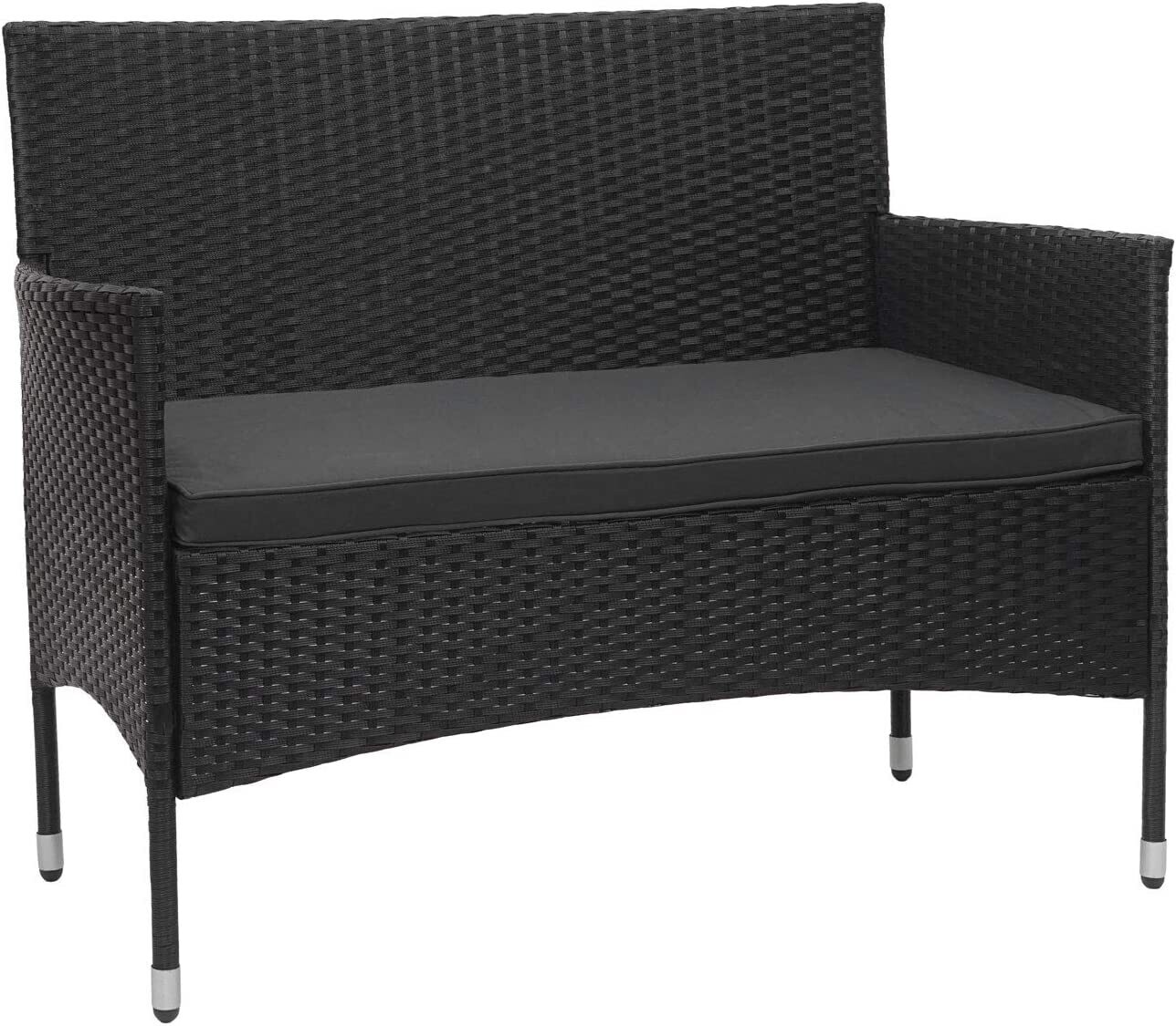Dark Grey Poly-Rattan Furniture Set for Balcony and Garden, Outdoor Patio Seating with Cushions and Stylish Design