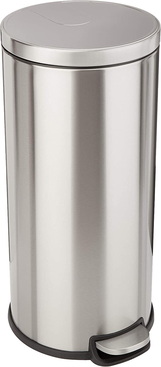 30L Basics Round Pedal Bin Cylindrical Stainless Steel 30L