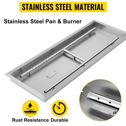 Drop-In Natural Gas Fire Pit Pan Burner – Stainless Steel Burner for Outdoor Fire Pits and Patio Heating