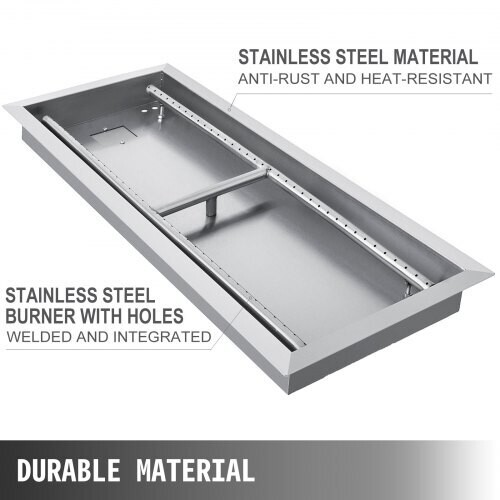 Drop-In Natural Gas Fire Pit Pan Burner – Stainless Steel Burner for Outdoor Fire Pits and Patio Heating