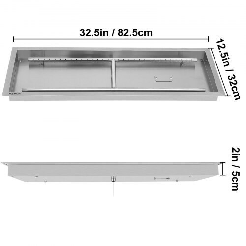 Drop-In Natural Gas Fire Pit Pan Burner – Stainless Steel Burner for Outdoor Fire Pits and Patio Heating