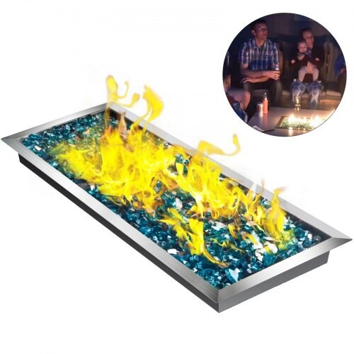 Drop-In Natural Gas Fire Pit Pan Burner – Stainless Steel Burner for Outdoor Fire Pits and Patio Heating