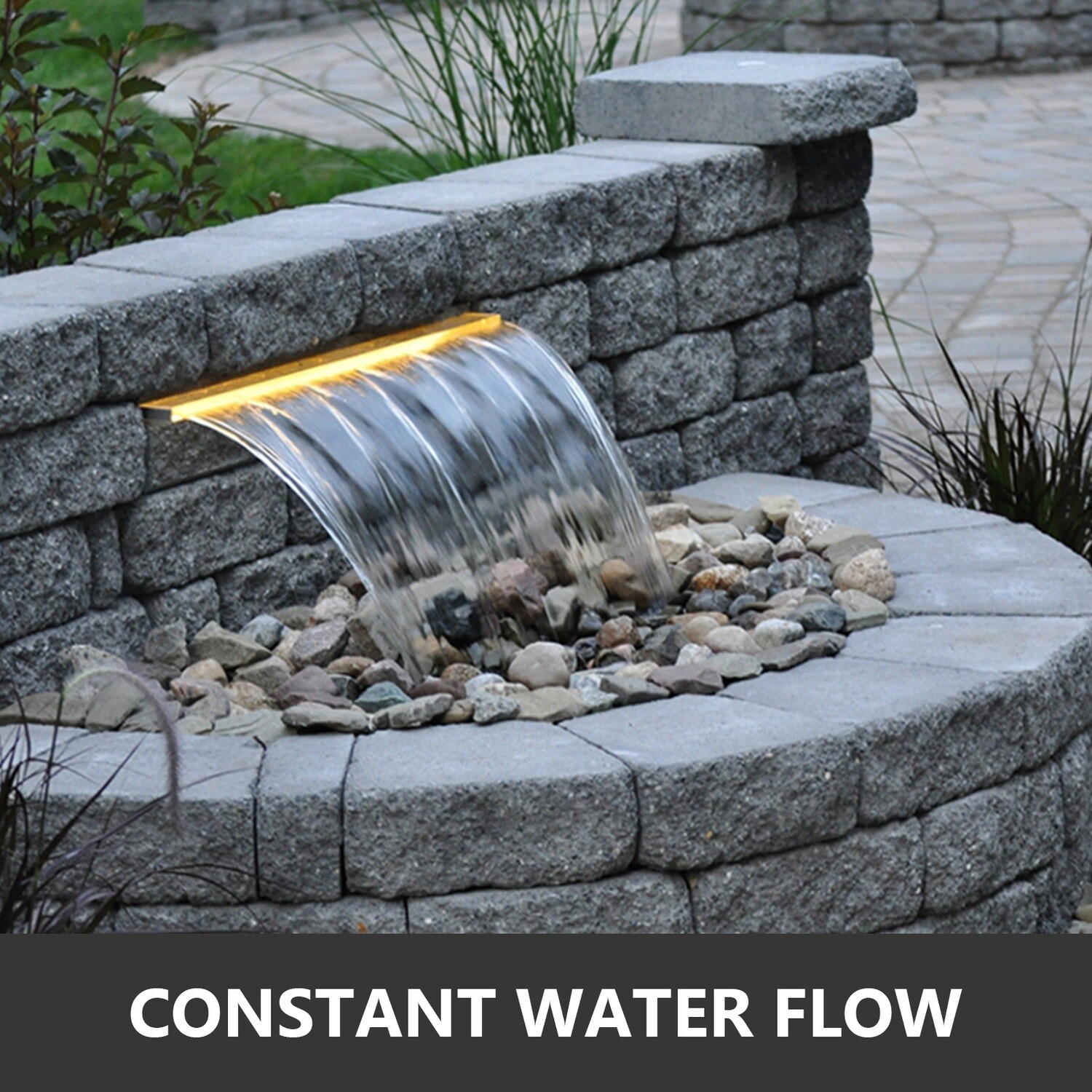 Rectangular Waterfall Blade Cascade with Led Strip Light