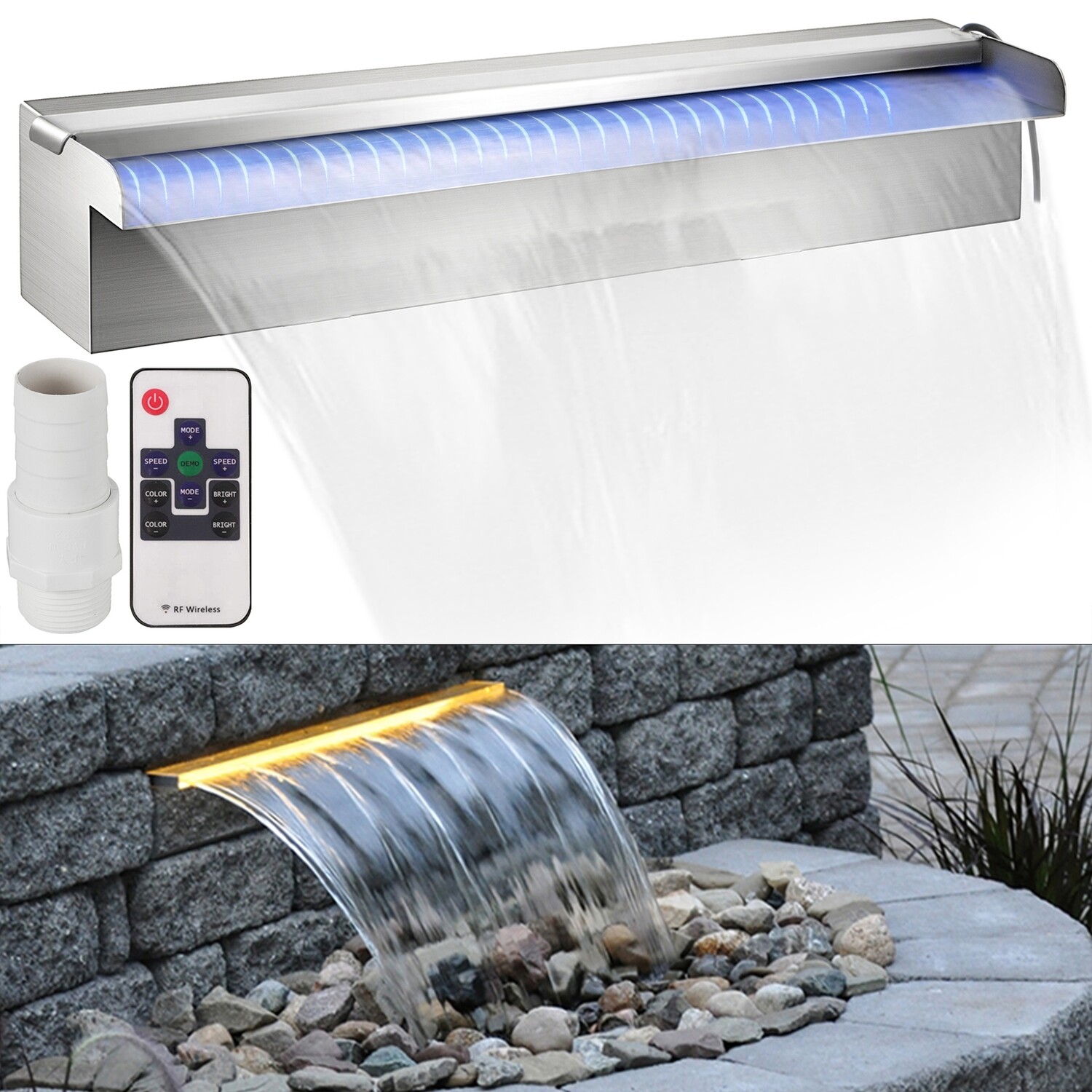 Rectangular Waterfall Blade Cascade with Led Strip Light