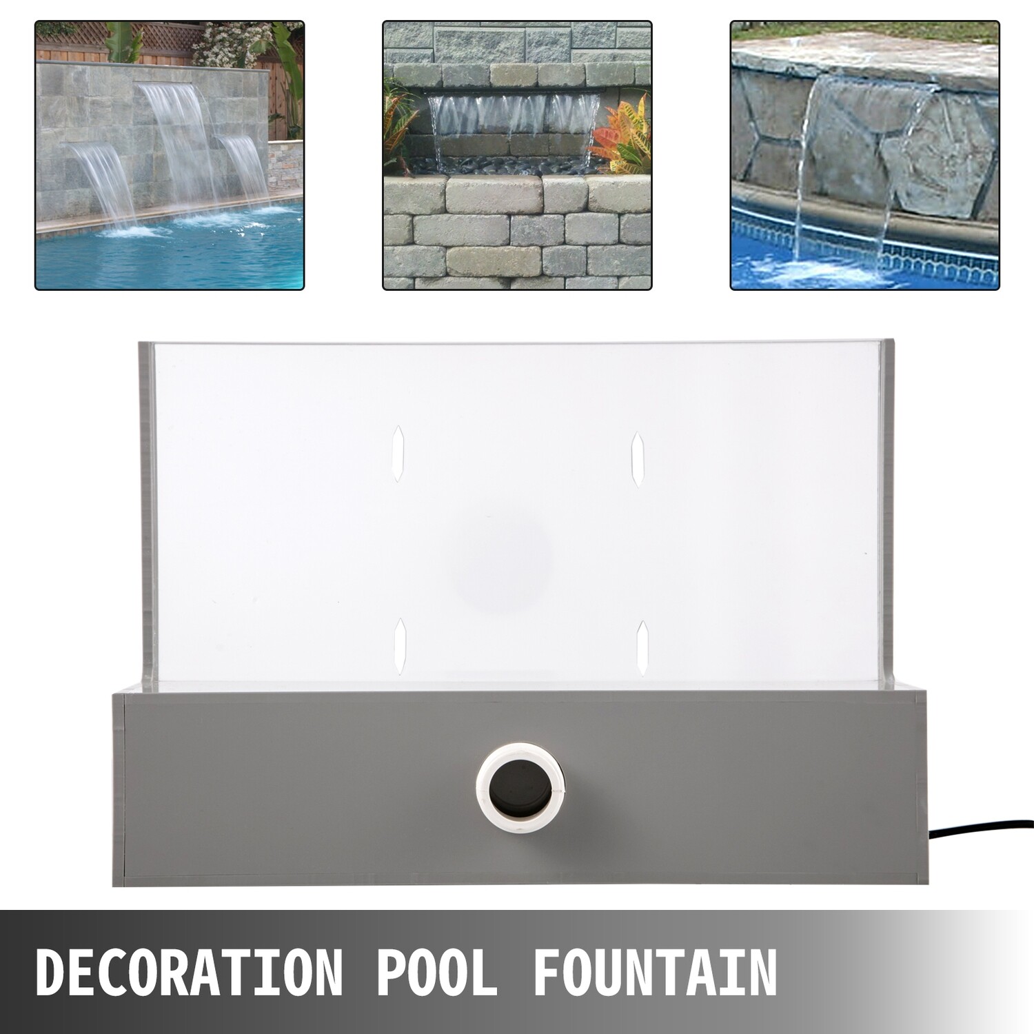 Rectangular Pool Fountain With LED Strip Light