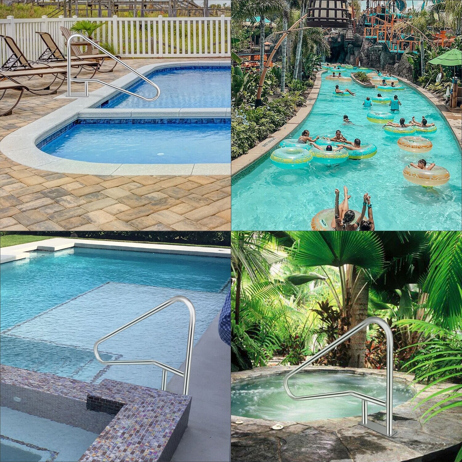 4ft Stainless Steel Pool Handrails with Grip Cover
