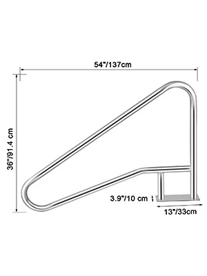 4ft Stainless Steel Pool Handrails with Grip Cover