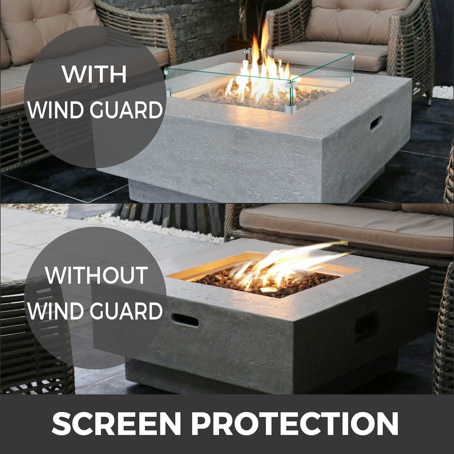 Fire-pit Glass Wind Guard Fence – Durable Glass Flame Shield for Outdoor Fire Pits, Wind Protection and Safety Barrier for Campfires and Fireplaces