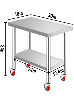 Stainless Steel Kitchen Work Table With Wheels