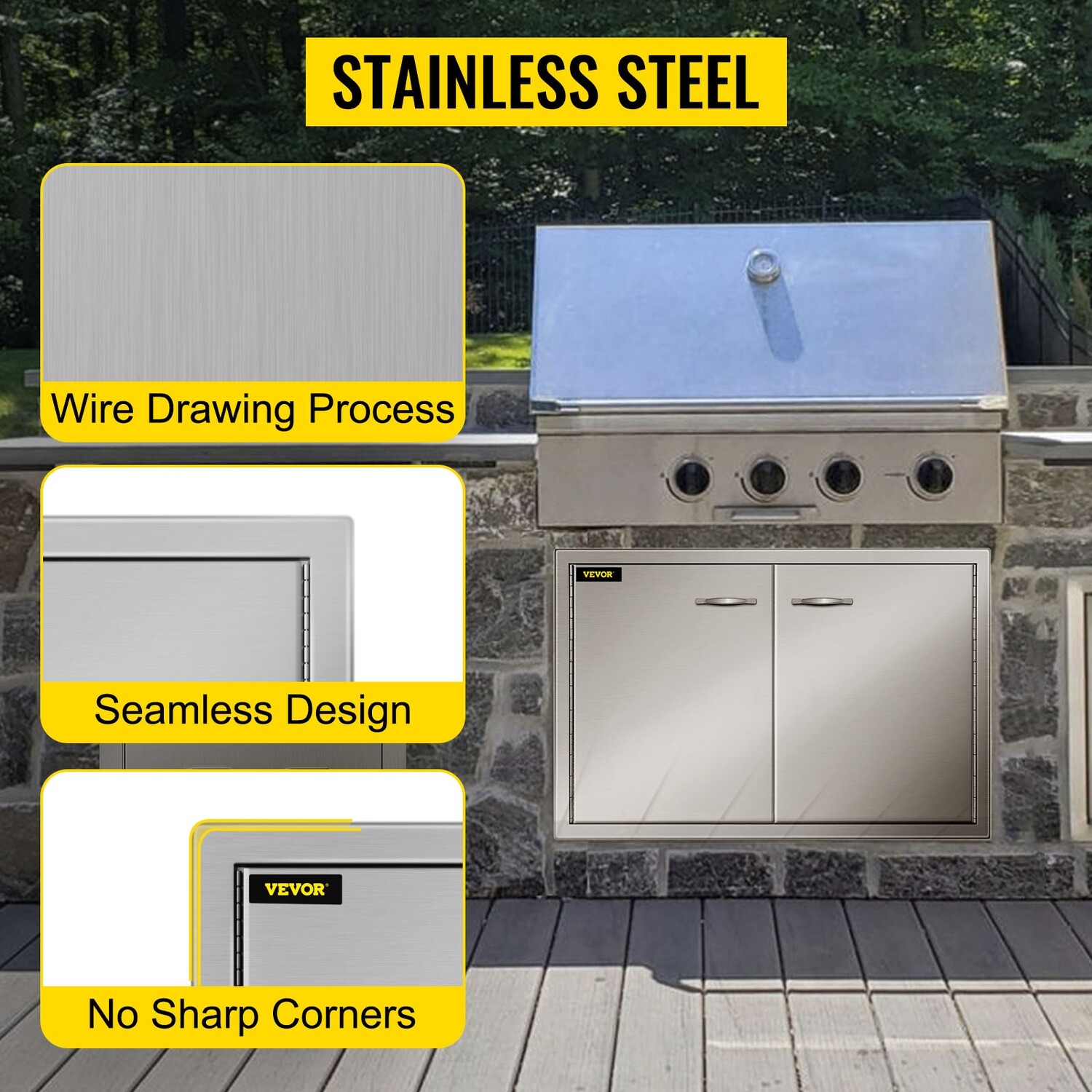 Double Access Outdoor Kitchen Door – Stainless Steel Access Door for BBQ Islands and Outdoor Kitchens