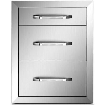 Stainless Steel 3 Chest Of Outdoor Kitchen Drawers 14 x 20.3 x 23.2 inch