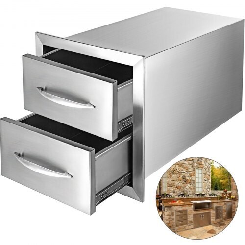18 x 20.6 x 12.7 inch Stainless Steel Double Outdoor Kitchen Drawers