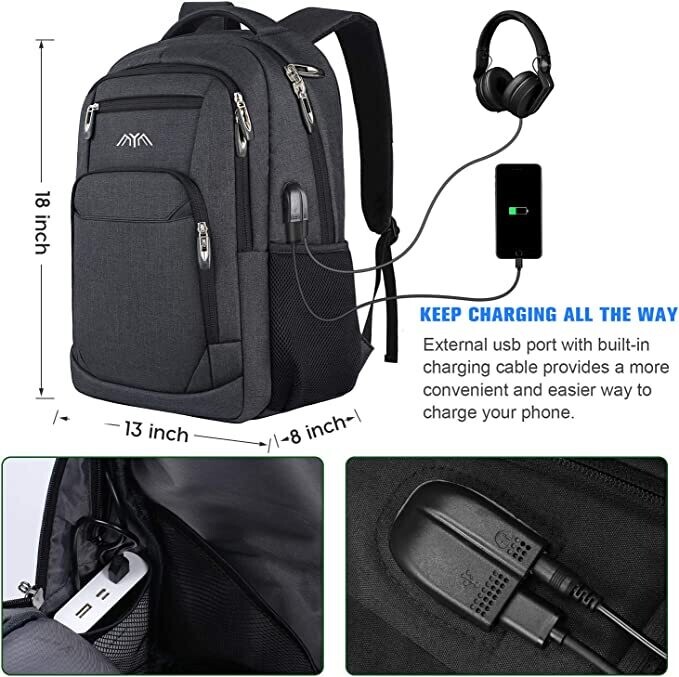 School Bags for Teenage Boys Laptop Backpack with USB Charging Port