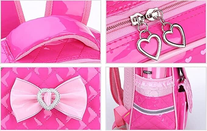 Pink Leather Backpack For Teenage Girls