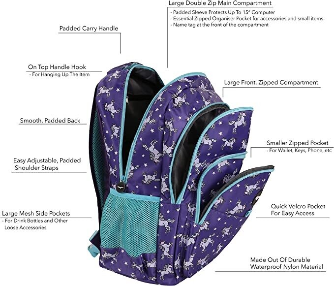 Girls Boys Multi-Compartment School Backpack, Durable and Spacious Kids Backpack for School and Travel