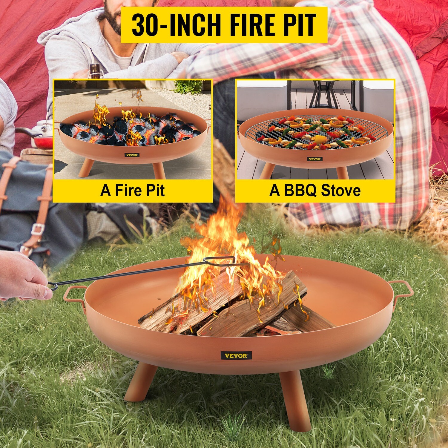 Outdoor Fire Pit Bowl Round Fire Pit 30-Inch