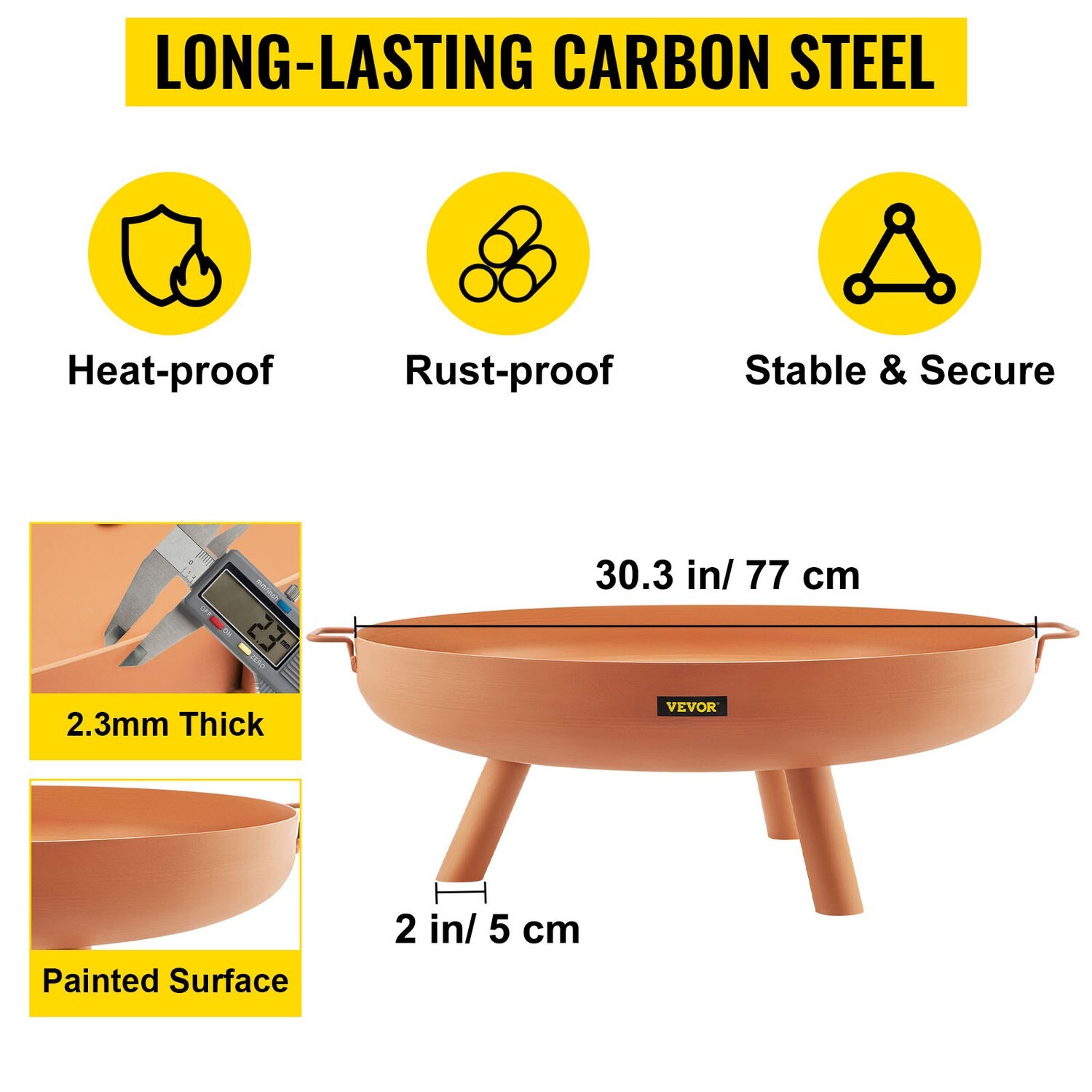 Outdoor Fire Pit Bowl Round Fire Pit 30-Inch