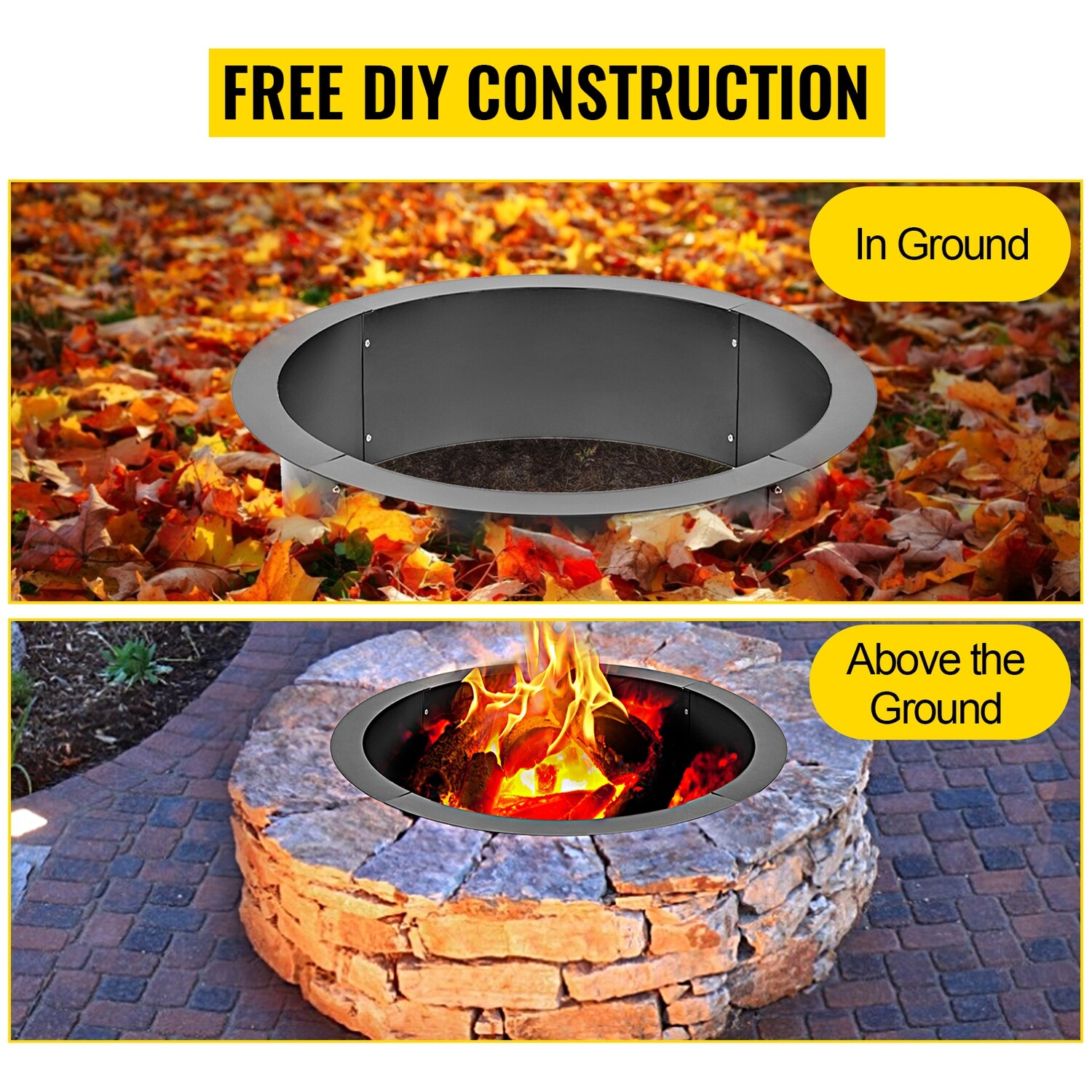 Fire Pit Ring Liner – Durable Campfire Ring for Outdoor Fire Pits, Heat-Resistant Steel Construction