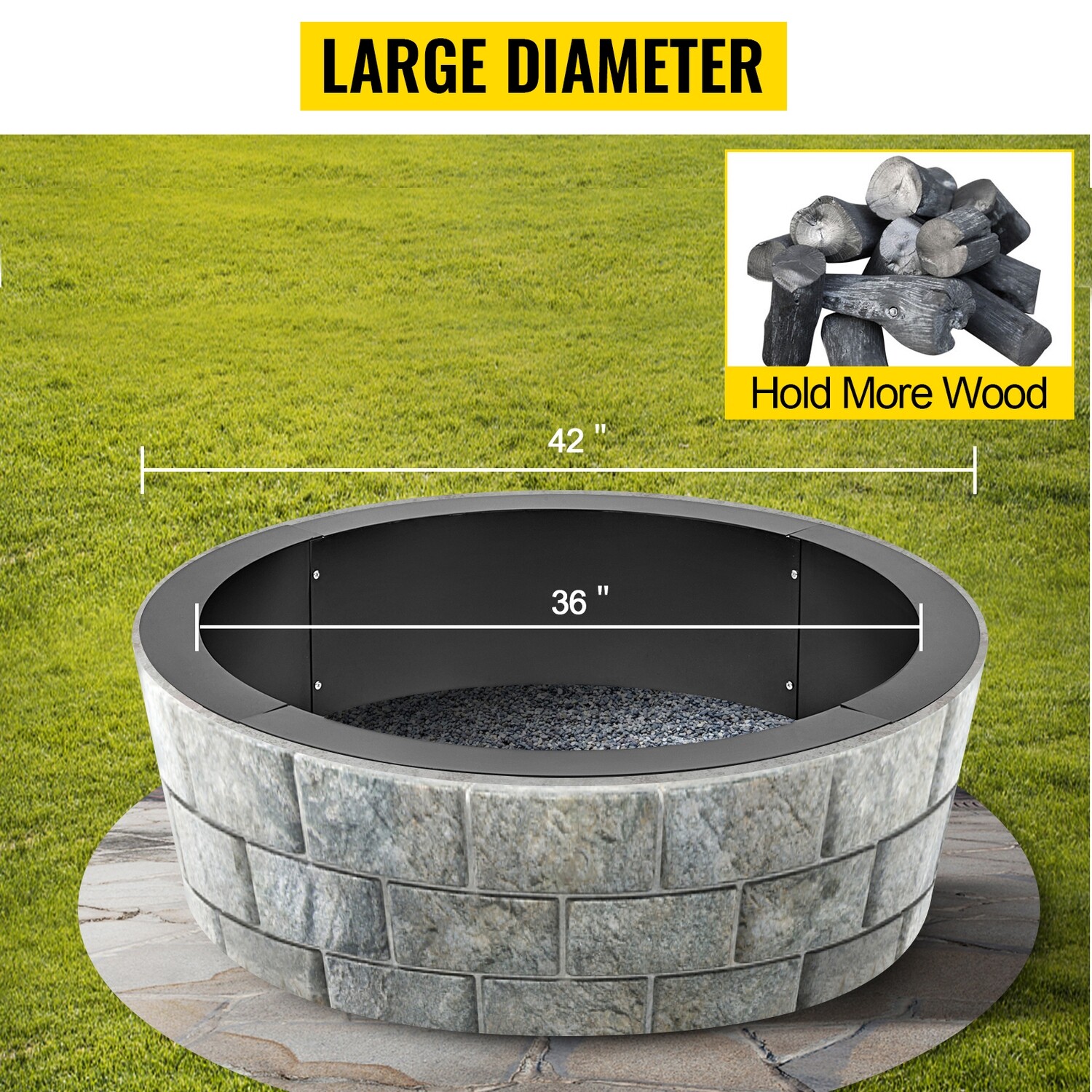 Fire Pit Ring Liner – Durable Campfire Ring for Outdoor Fire Pits, Heat-Resistant Steel Construction