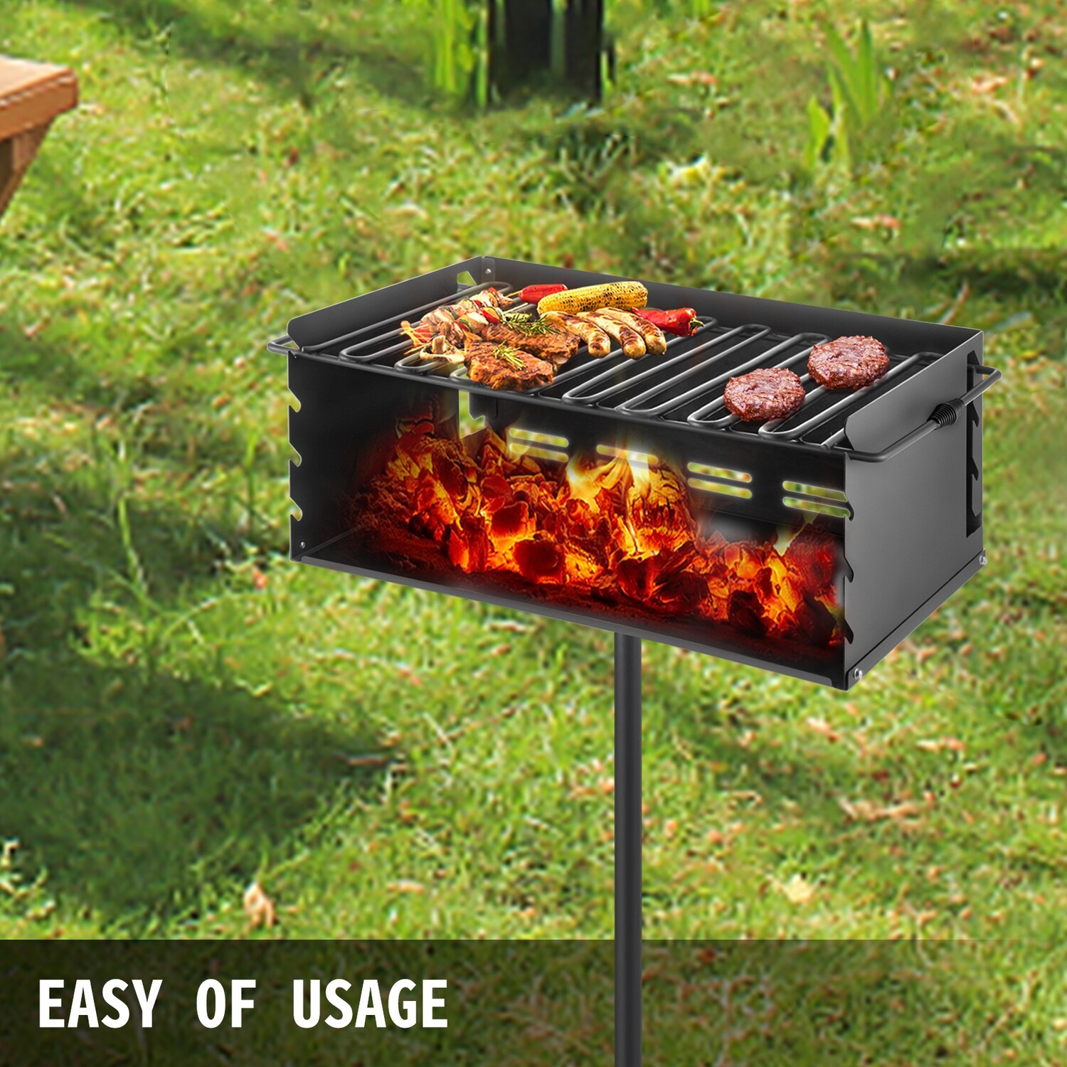 Outdoor Park-style Charcoal Grill For Camping And Cookouts